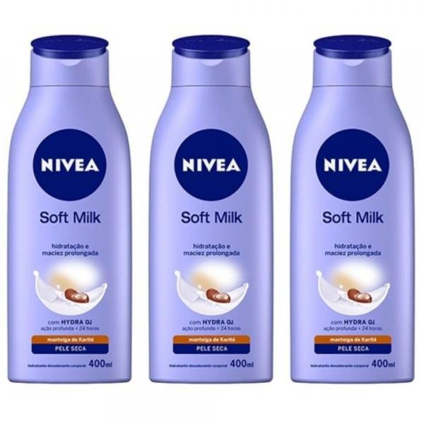 Nivea Body Soft Milk Loção Hidratante 400ml (Kit C/03)
