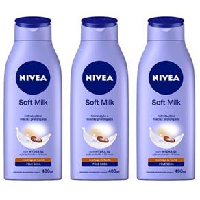 Nivea Body Soft Milk Loção Hidratante 400ml - Kit com 03