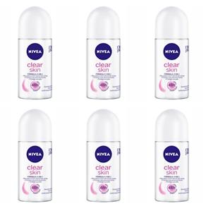 Nivea Clear Skin Desodorante Rollon 50ml - Kit com 06