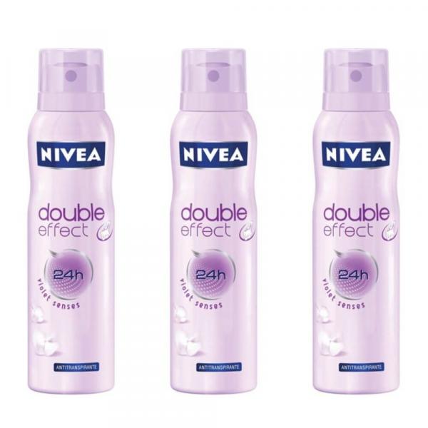 Nivea Double Effect Violet Sense Desodorante Aerosol 150ml (Kit C/03)