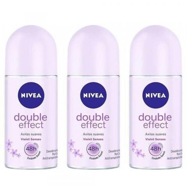 Nivea Double Effect Violet Sense Desodorante Rollon 50ml (Kit C/03)