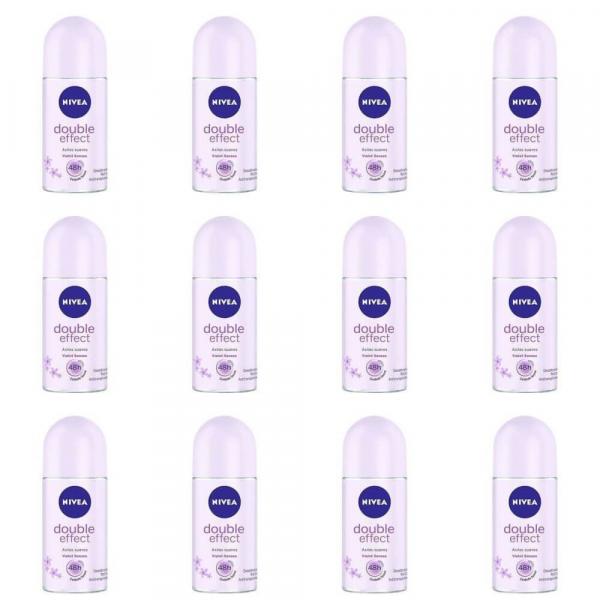 Nivea Double Effect Violet Sense Desodorante Rollon 50ml (Kit C/12)