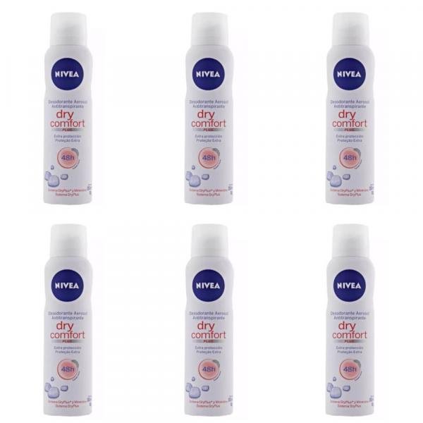 Nivea Dry Comfort Desodorante Aerosol Feminino 150ml (Kit C/06)