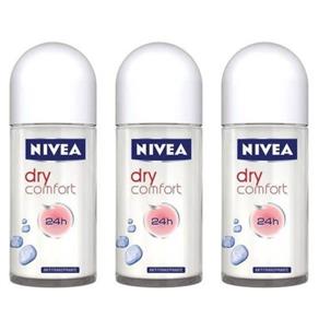 Nivea Dry Confort Desodorante Rollon 50ml - Kit com 03