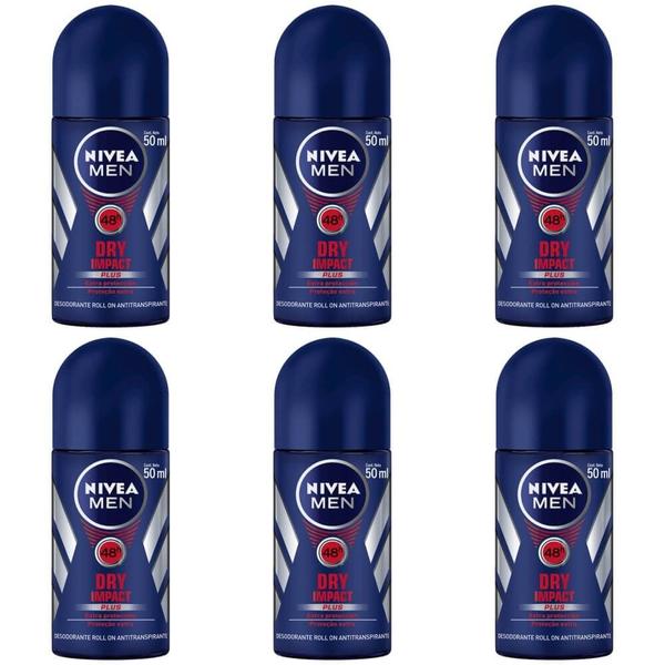 Nivea Dry Impact Desodorante Rollon Masculino 50ml (Kit C/06)