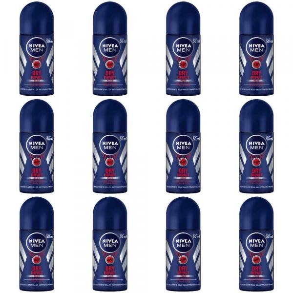 Nivea Dry Impact Desodorante Rollon Masculino 50ml (Kit C/12)