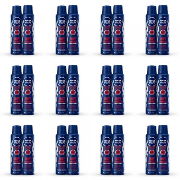 Nivea Dry Impact Men Desodorante Aerosol 2x150ml (Kit C/12)