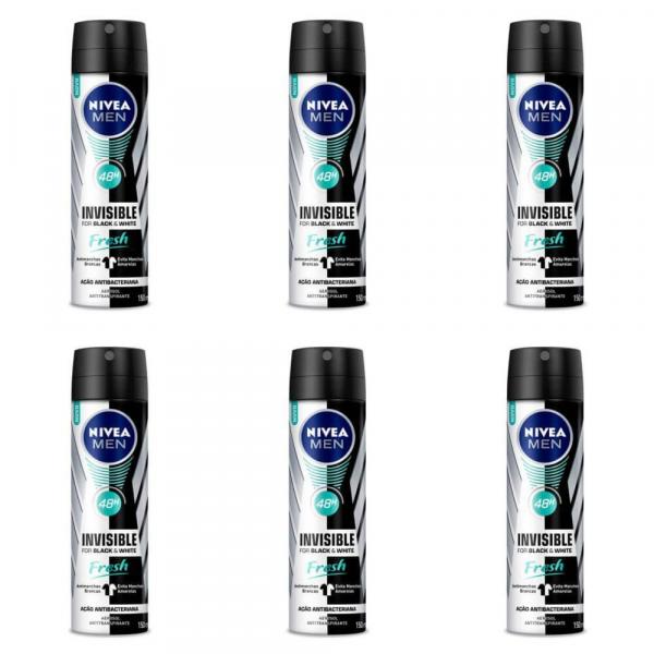 Nivea For Men Black White Fresh Desodorante Aerosol 150ml (Kit C/06)