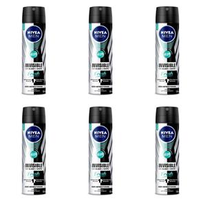 Nivea For Men Black & White Fresh Desodorante Aerosol 150ml - Kit com 06