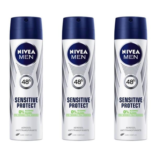 Nivea For Men Sensitive Protect Desodorante Aerosol 150ml (Kit C/03)
