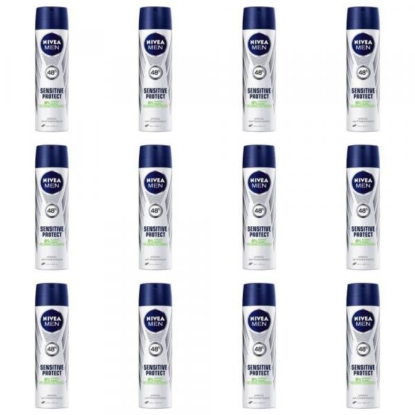 Nivea For Men Sensitive Protect Desodorante Aerosol 150ml (Kit C/12)