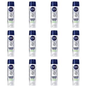 Nivea For Men Sensitive Protect Desodorante Aerosol 150ml - Kit com 12