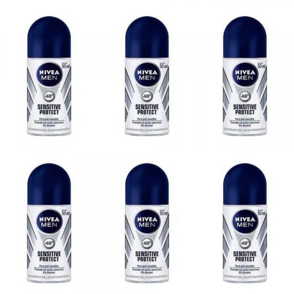 Nivea For Men Sensitive Protect Desodorante Rollon 50ml (Kit C/06)