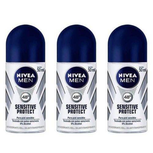 Nivea For Men Sensitive Protect Desodorante Rollon 50ml (kit C/03)