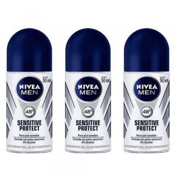 Nivea For Men Sensitive Protect Desodorante Rollon 50ml (Kit C/03)