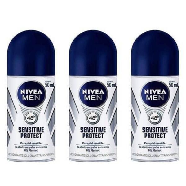 Nivea For Men Sensitive Protect Desodorante Rollon 50ml (Kit C/03)