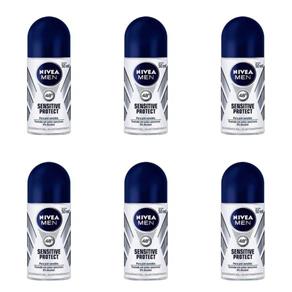 Nivea For Men Sensitive Protect Desodorante Rollon 50ml - Kit com 06