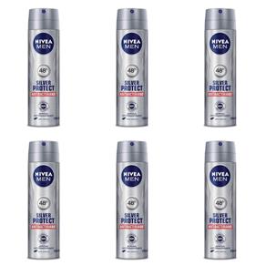Nivea For Men Silver Protect Desodorante Aerosol 150ml - Kit com 06