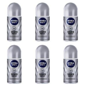 Nivea For Men Silver Protect Desodorante Rollon 50ml - Kit com 06