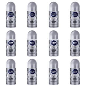 Nivea For Men Silver Protect Desodorante Rollon 50ml - Kit com 12