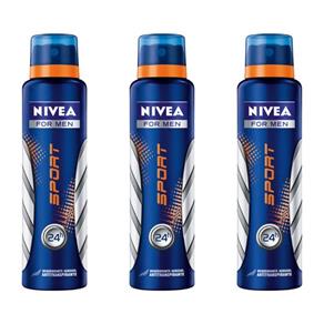 Nivea For Men Sport Desodorante Aerosol 150ml - Kit com 03