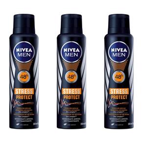 Nivea For Men Stress Protect Desodorante Aerosol 150ml - Kit com 03