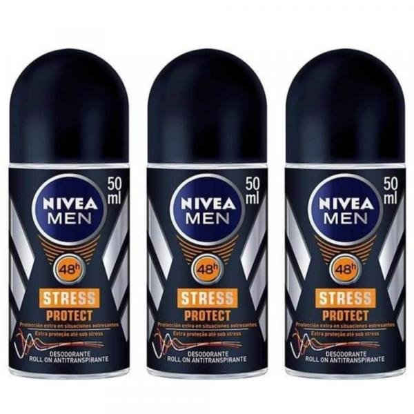 Nivea For Men Stress Protect Desodorante Rollon 50ml (Kit C/03)