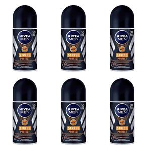 Nivea For Men Stress Protect Desodorante Rollon 50ml - Kit com 06