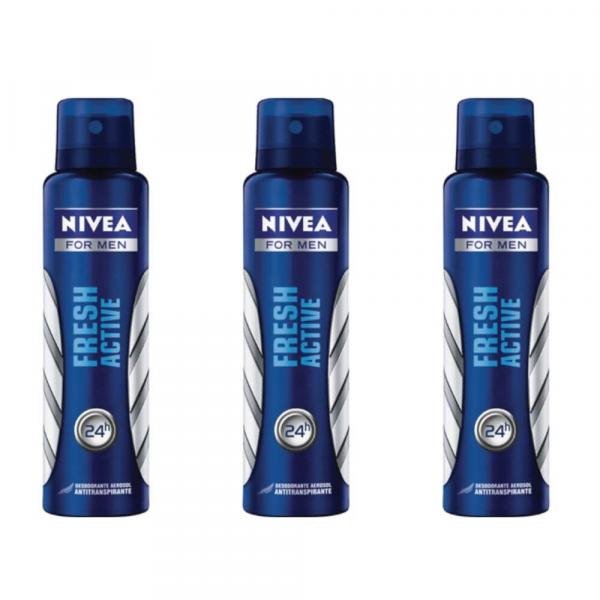 Nivea Fresh Active Desodorante Aerosol Masculino 150ml (Kit C/03)