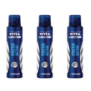 Nivea Fresh Active Desodorante Aerosol Masculino 150ml - Kit com 03