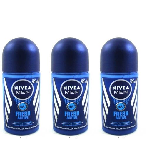Nivea Fresh Active Desodorante Rollon Masculino 50ml (kit C/03)