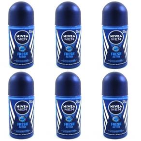 Nivea Fresh Active Desodorante Rollon Masculino 50ml - Kit com 06