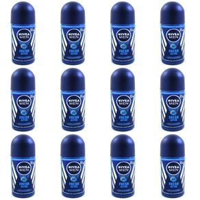Nivea Fresh Active Desodorante Rollon Masculino 50ml - Kit com 12