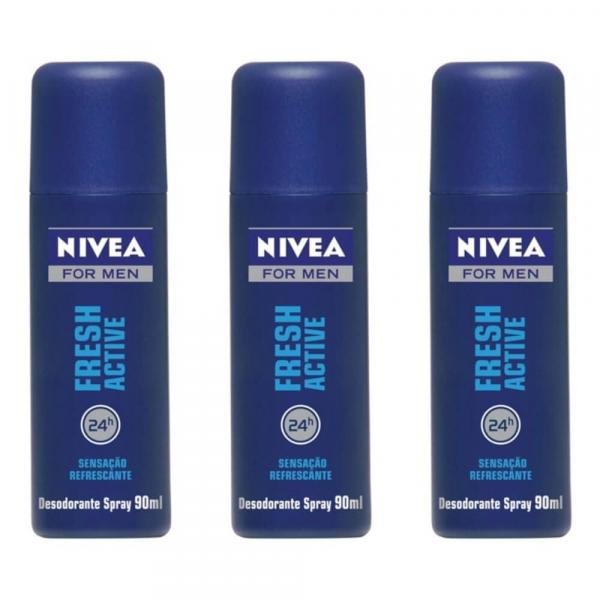Nivea Fresh Active Desodorante Spray 90ml (Kit C/03)