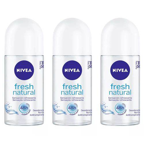 Nivea Fresh Natural Desodorante Rollon 50ml (kit C/03)
