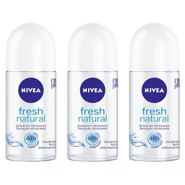 Nivea Fresh Natural Desodorante Rollon 50ml (Kit C/03)