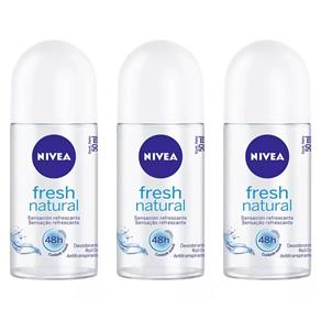 Nivea Fresh Natural Desodorante Rollon 50ml - Kit com 03