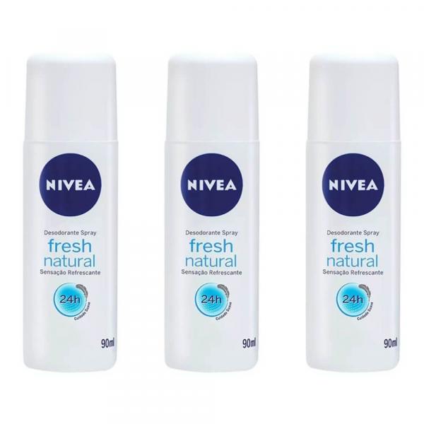 Nivea Fresh Natural Desodorante Spray 90ml (Kit C/03)