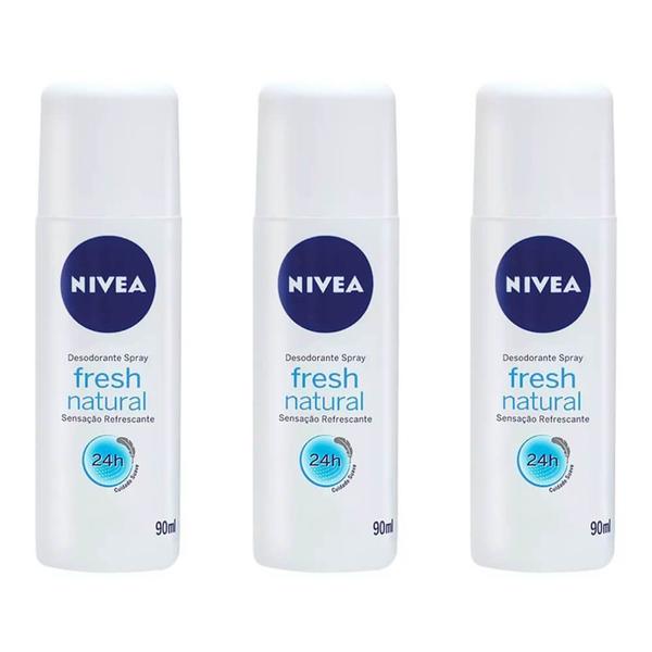 Nivea Fresh Natural Desodorante Spray 90ml (Kit C/03)