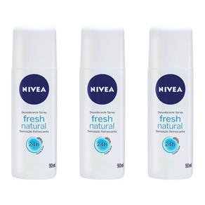 Nivea Fresh Natural Desodorante Spray 90ml - Kit com 03