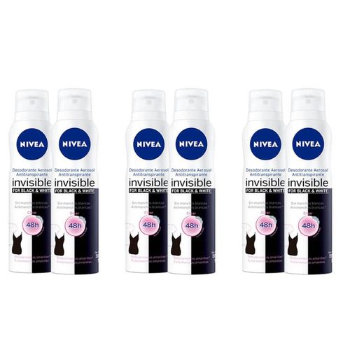 Nivea Invisible Black & White Desodorante Aerosol Feminino 2x150ml (kit C/03)