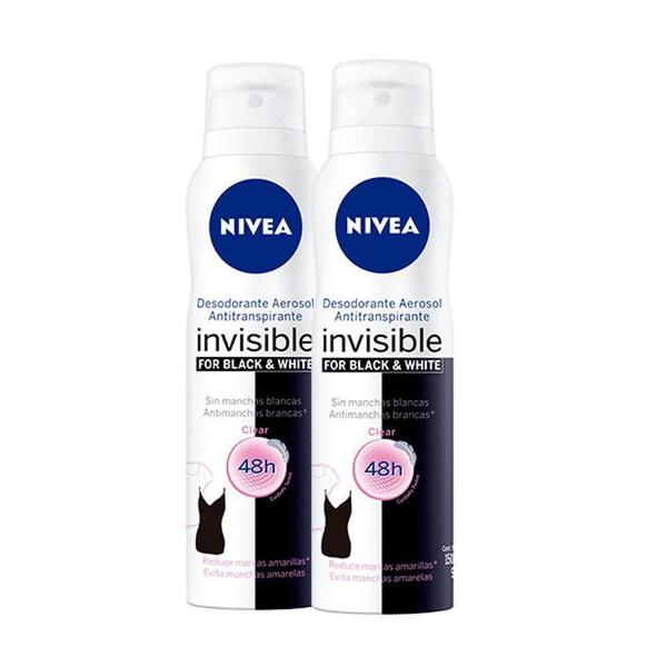 Nivea Invisible Black White Desodorante Aerosol Feminino 2x150ml