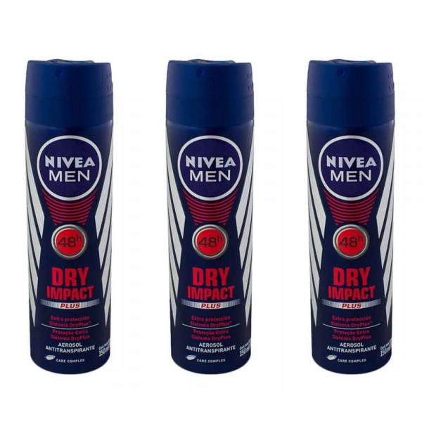 Nivea Men Dry Impact Plus Desodorante Aerosol 150ml (Kit C/03)