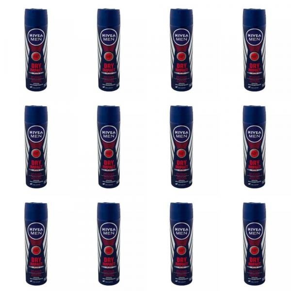 Nivea Men Dry Impact Plus Desodorante Aerosol 150ml (Kit C/12)