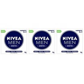 Nivea Men 3em2 Sabonete Sensitive 90g - Kit com 03
