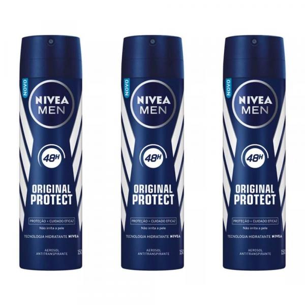 Nívea Original Protect For Men Desodorante Aerosol 150ml (Kit C/03) - Nivea