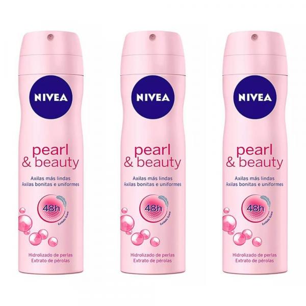 Nivea Pearl Beauty Desodorante Aerosol 150ml (Kit C/03)