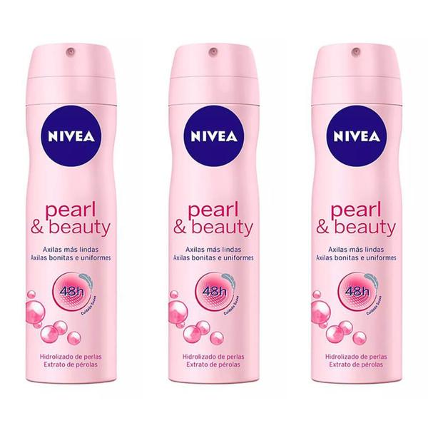 Nivea Pearl Beauty Desodorante Aerosol 150ml (kit C/03)