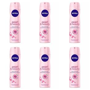 Nivea Pearl Beauty Desodorante Aerosol 150ml - Kit com 06
