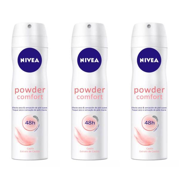Nivea Powder Confort 48h Desodorante Aerosol 150ml (Kit C/03)